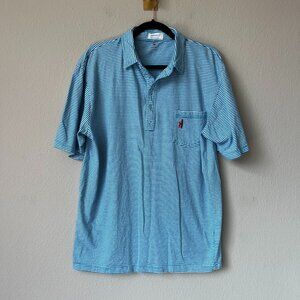 Johnnie-O Blue White Striped Polo Shirt Size L